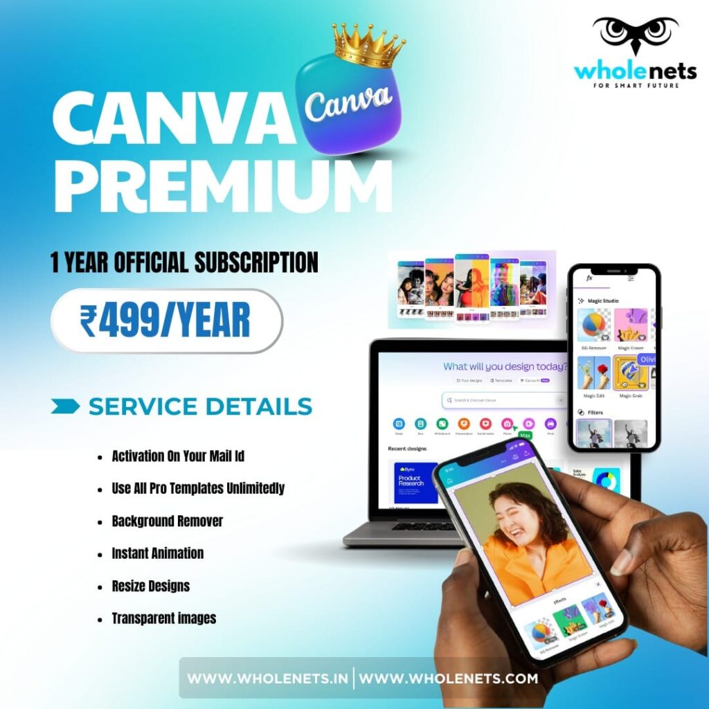 🎨 Canva Premium – 1 Year Plan @ ₹499 If you design posts, presentations, or marketing content, Canva’s premium plan makes your work much easier. With this 1-year plan, you get access to better tools, more templates, and premium design features. Because everything is activated on your own email, you can use Canva freely and safely. For just ₹499, this option gives real value without long-term commitment. ✅ What You Get with the Premium Plan With this upgrade, you can design faster and better. For example, you get: Ready-made premium templates for social media and business Background removal to clean up images easily Resize designs for different platforms in seconds Download images with transparent backgrounds Use premium fonts, photos, and videos Work smoothly on both mobile and desktop As a result, your designs look more professional with less effort. 🚀 Why This Plan Is a Good Choice Many people choose this plan because it saves time and money. Also, it does not require shared accounts or complex steps. You simply log in and start designing. In addition, the tools work well for daily use, which helps creators stay consistent. Therefore, it suits students, freelancers, and small business owners alike. 💳 Price & Payment Options The 1-year premium plan costs ₹499 only. So, it stays affordable for everyone. You can pay using: UPI All major payment methods 📩 How the Activation Works The process stays simple and quick: First, complete your payment Then, share your Canva account email Finally, your premium access starts shortly 🔥 Who Will Find This Useful? This plan works well for: Social media creators Influencers and video makers Small business owners Digital marketers Students and freelancers ✅ Final Thoughts Overall, this plan offers an easy way to improve your designs without spending too much. It removes creative limits and helps you work faster. So, if you want better results with less effort, this option makes sense. Reply YES to activate now.